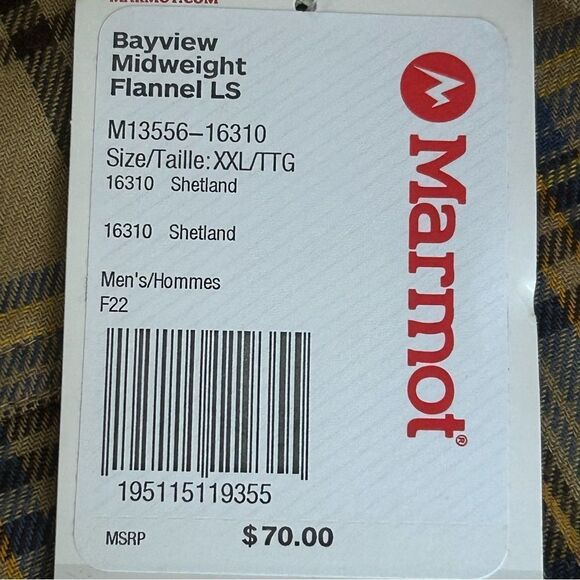 Marmot Bayview Midweight Flannel LS Long Sleeve Shirt Brown Size XXL - Picture 4 of 8